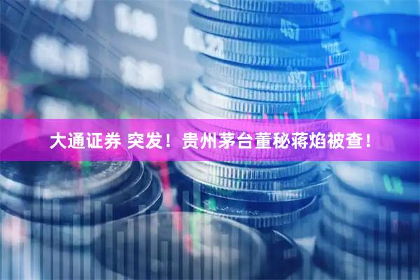 大通证券 突发！贵州茅台董秘蒋焰被查！