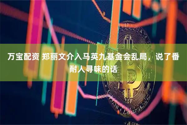 万宝配资 郑丽文介入马英九基金会乱局,说了番耐人寻味的话