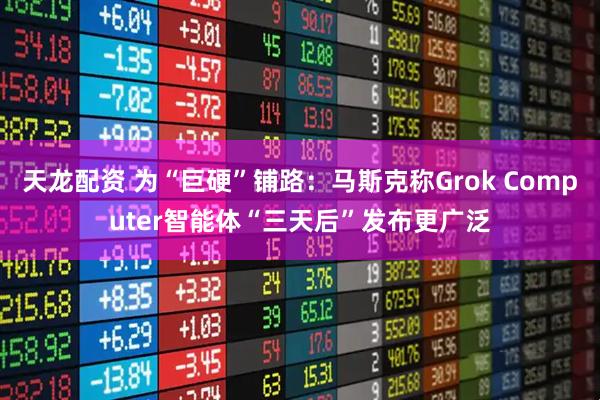 天龙配资 为“巨硬”铺路:马斯克称Grok Computer智能体“三天后”发布更广泛