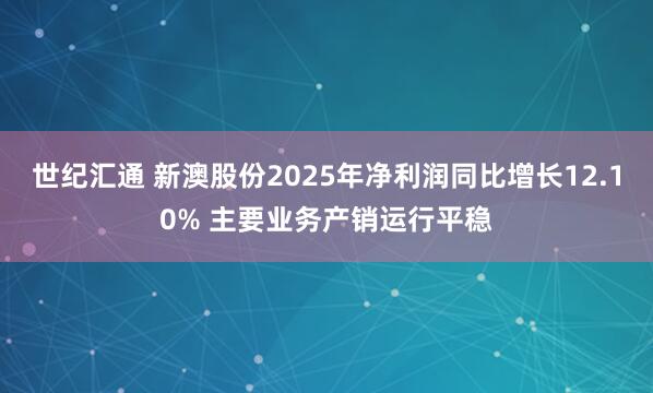 世纪汇通 新澳股份2025年净利润同比增长12.10% 主要业务产销运行平稳