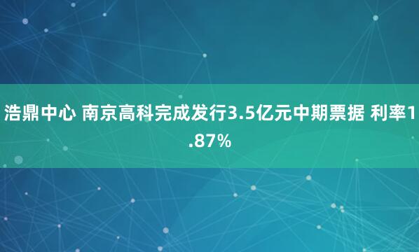 浩鼎中心 南京高科完成发行3.5亿元中期票据 利率1.87%